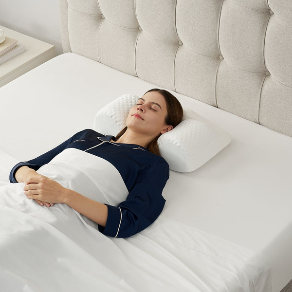 Sleep Renew Bed Pillow, 20 x 12 x 5.5 in - Blue & Navy