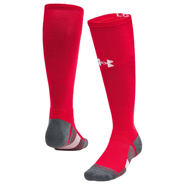 Under Armour Team Over The Calf Socks, Medium - Red, Grey & White