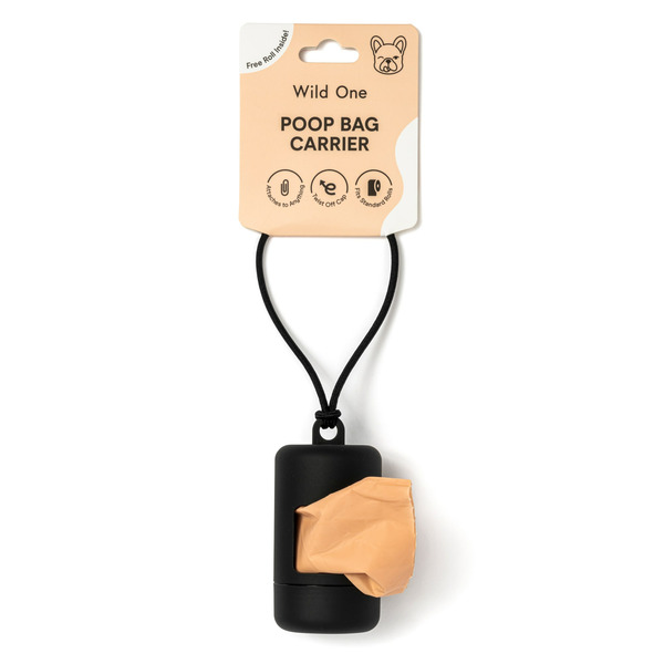 Wild One Poop Bag Holder - Black 1-1/2" x 4" H