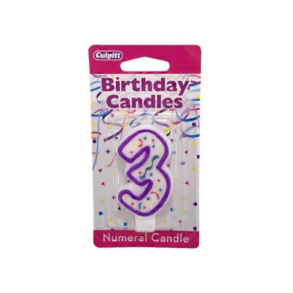 Culpritt Birthday Candles Number 3 Purple