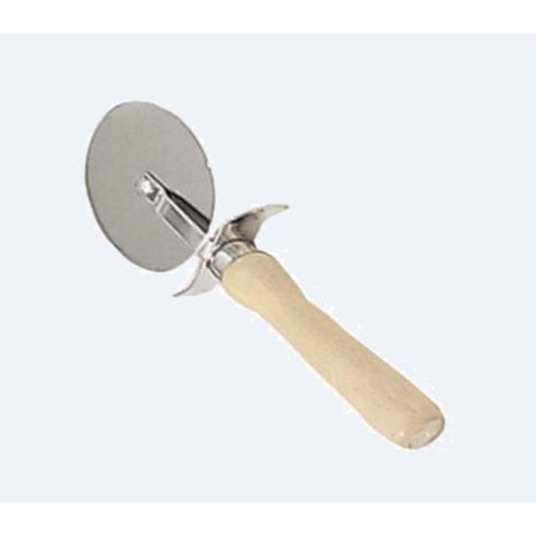 Pizza Cutter, 4" dia. wheel, finger guard, wood handle, stainless steel