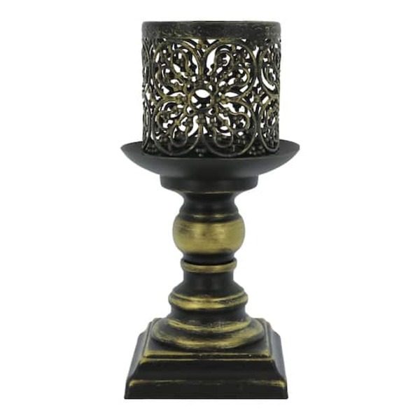 Ashland Filigree Metal Tealight Candle Holder - Gold-Brushed Black