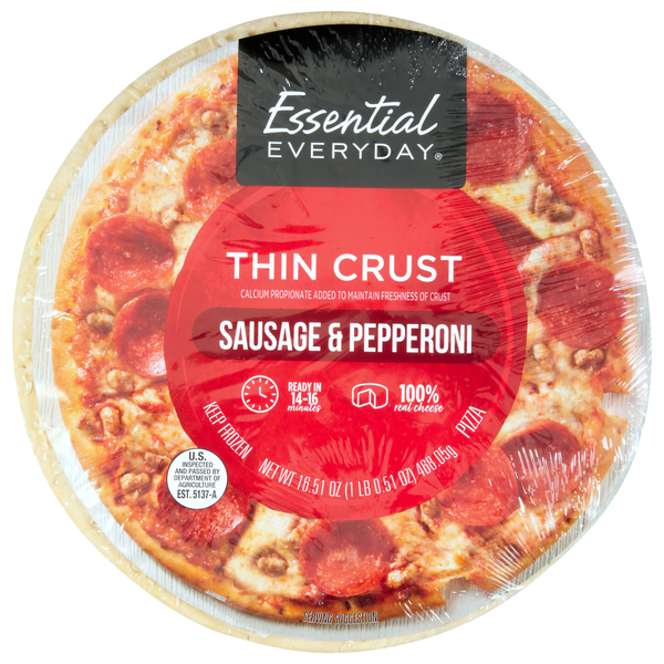 Essential Everyday Pizza, Sausage & Pepperoni, Thin Crust Same-Day