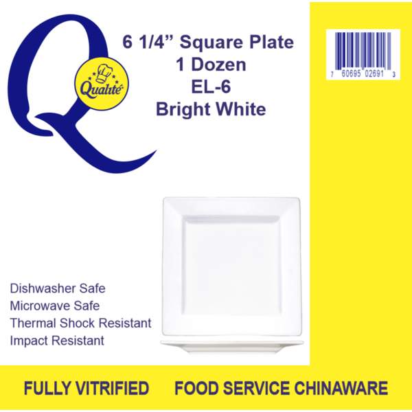 Qualite - 6.25" White Square Plate - 1 Dz