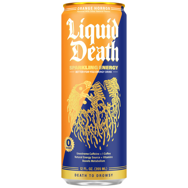 Liquid Death Sparkling Energy, Orange Horror (Orange and Cream