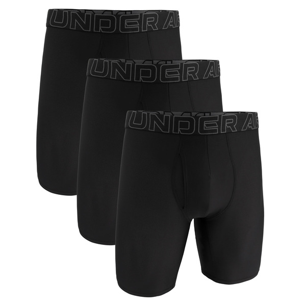 Under Armour Men's Performance Tech Mesh 9 Inch Boxer Briefs, Large - Black