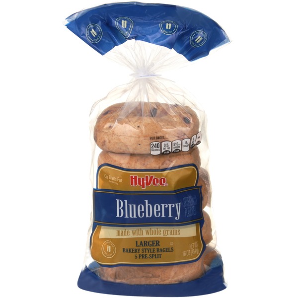 Hyvee Blueberry Made With Whole Grains Larger Bakery Style Bagels (16