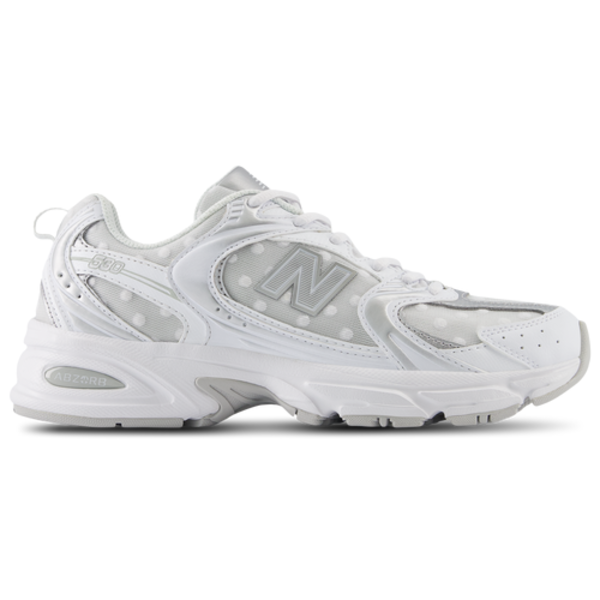 New Balance Women's 530 "Polka Dots" Casual Shoes, Size 10 - White/Silver Metallic