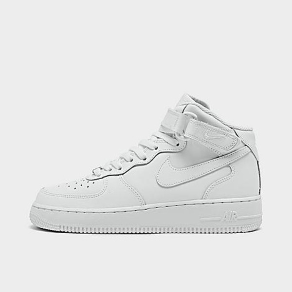 Nike Big Kids' Air Force 1 MId '07 LE Casual Shoes - White & White, Size 7