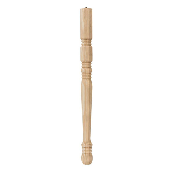 Waddell Traditional Table Leg With Hanger Bolt - 28 In. H X 2.125 In. Dia. - Sanded Unfinished Pine - Diy Home Furniture Decor
