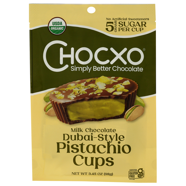 Chocxo Organic Dubai-Style Pistachio Milk Chocolate Cups Same-Day
