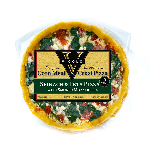 Vicolo Cornmeal Pizza Spinach and Feta, 15.25 oz, 3-count