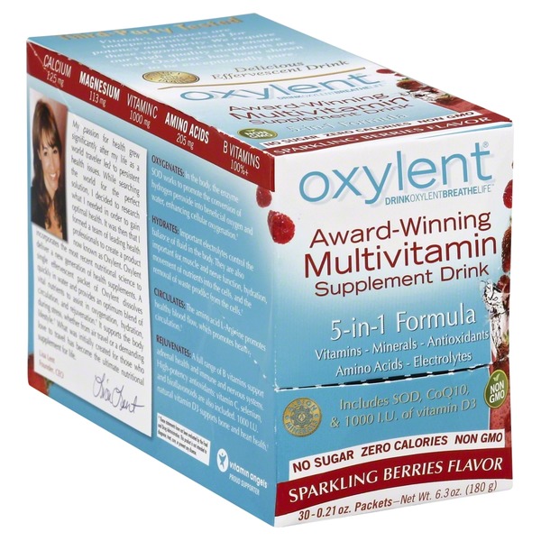 Oxylent Multivitamin, Sparkling Berries Flavor, Supplement Drink (30