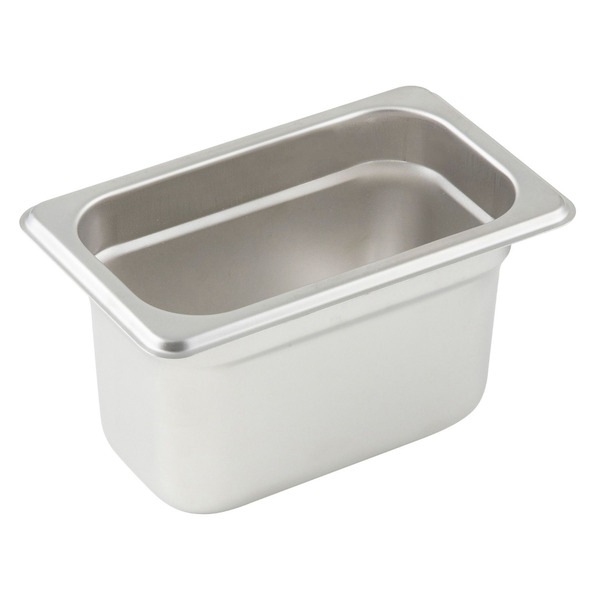 Winco - Anti-jam Steam Pan, 1/9 Size, 4", 25 Gauge Stainless Steel, 6.94" x 4.25" x 4.13" - 1 Ct.