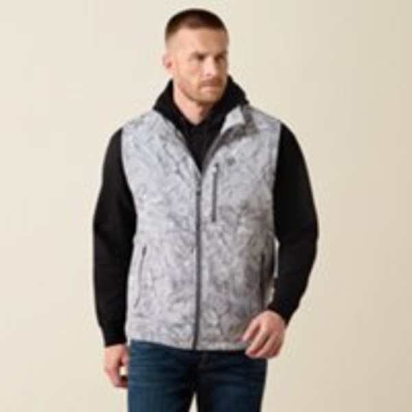 Ariat Men's Logo Camo Softshell Vest, L - Grey/Multi