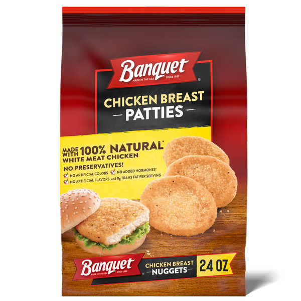 Banquet Chicken Breast Patties, Frozen Meal Same-Day