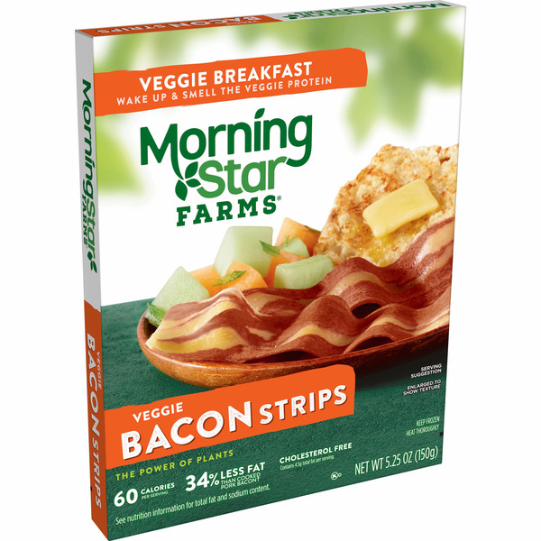 Morning Star Farms Meatless Bacon Strips, Frozen Breakfast, Original