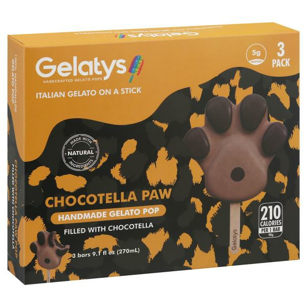 Gelatys Gelato Pop, Handmade, Chocotella Paw, 3 Pack Same-Day