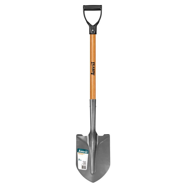 Anvil 28 In. Wood D-grip Short Handle Carbon Steel Digging Shovel