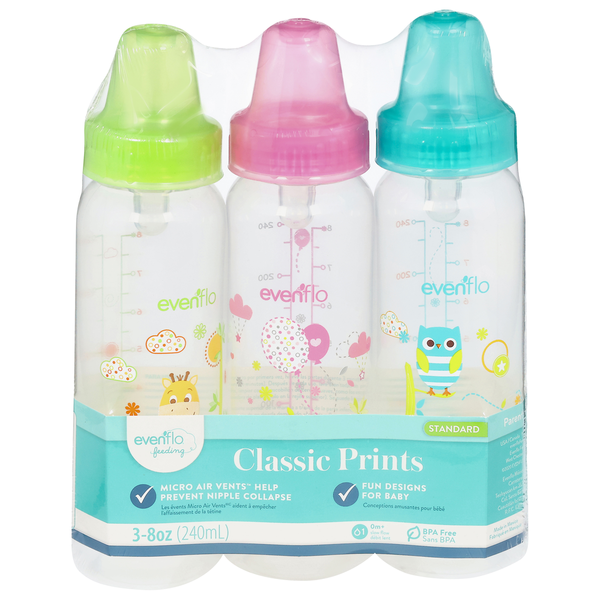 Evenflo Feeding Bottle, Standard, Classic Prints, 0M+, 8 Ounce Same-Day  Delivery or Pickup | Tops Markets