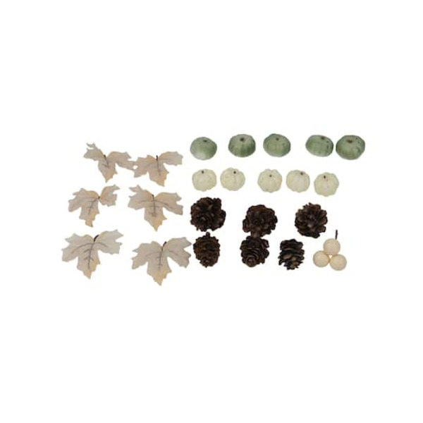 Ashland Cream Pumpkin, Pinecone, Leaf & Berry Decorative Components Mix