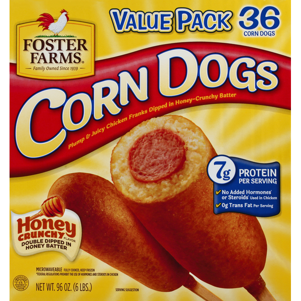 Foster Farms Corn Dogs, Honey Crunchy Flavor, Value Pack (36 each