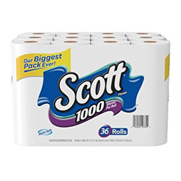 Scott - White Toilet Tissue - 1000 ct, 36 rolls
