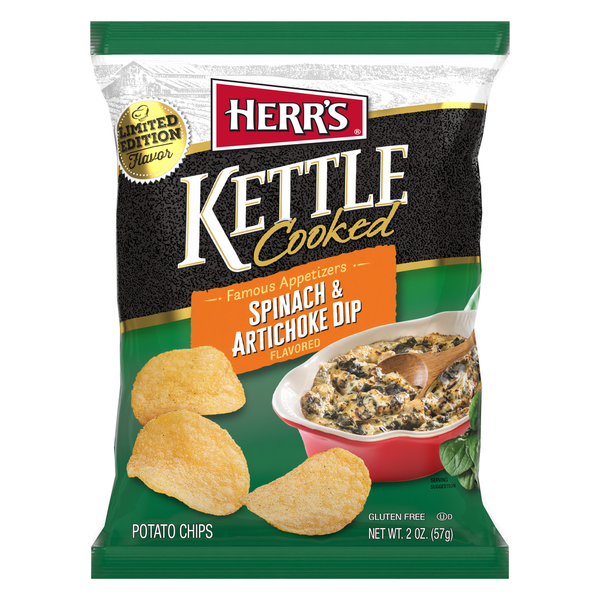 Herr's LTO Famous Apps Spinach Artichoke Dip Flavored Kettle
