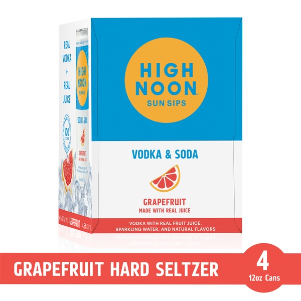 High Noon Hard Seltzer Grapefruit Vodka Hard Seltzer 4 Single Serve