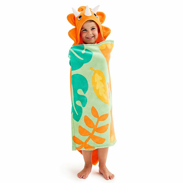 The Big One ® Dino Hooded Bath Wrap, Orange Dino