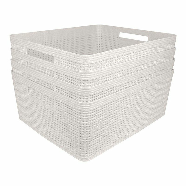 Belle Maison 4-pk. Medium Rectangle Wheat Bins, Linen