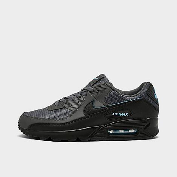 Nike Men's Air Max 90 Casual Shoes, Size 12 - Light Smoke Grey/Black/Football Blue