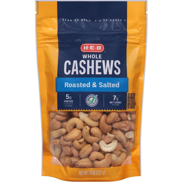 Select Ingredients H-E-B H-E-B Select Ingredients Whole Roasted & Salted Cashews Same-Day ...