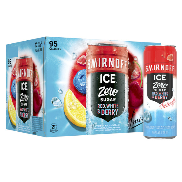 Smirnoff Ice Zero Sugar Red White and Berry, 12 pack Cans, 12 fl