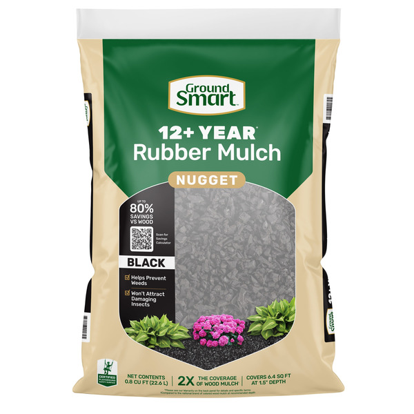 Ground Smart 12+ Year Nugget 0.8 -cu ft Black Rubber Mulch