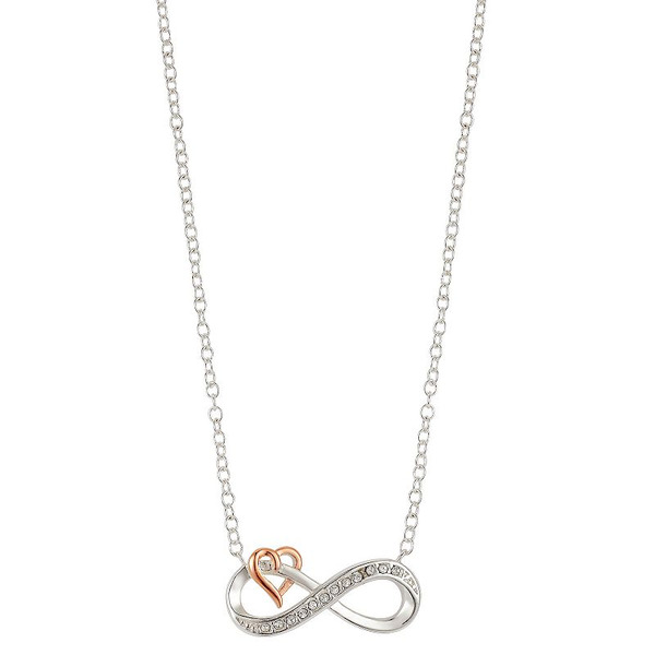 Brilliance Women's Crystal Two-Tone Infinity Heart Necklace - White