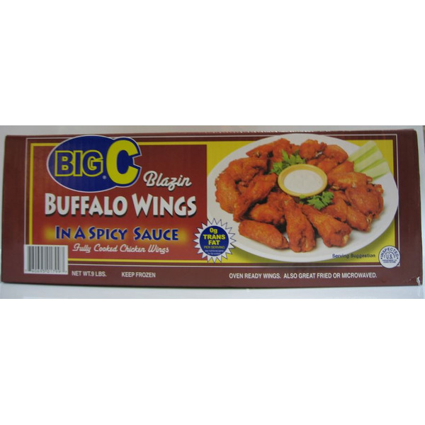 Frozen Big C - Blazin Buffalo Cooked Chicken Wings - 9lb Box