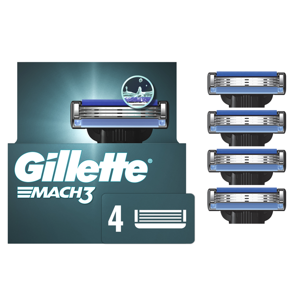 Gillette Mach3 Razor Refills for Men, 4 Razor Blade Refills Same
