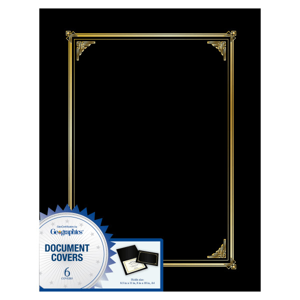 GE ographics 30% Recycled Document Covers - Black - 9 3/4" x 12 1/2"