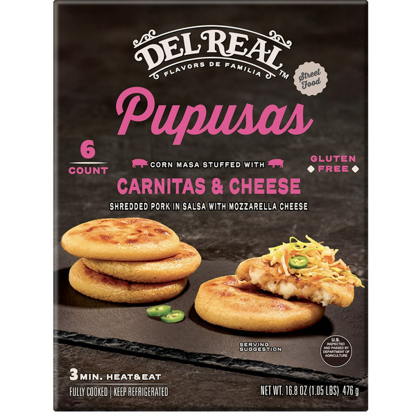 Del Real Gluten Free Carnitas & Cheese Pupusas