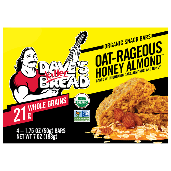 Dave's Killer Bread Oat-Rageous Honey Almond Organic Snack Bars, 4