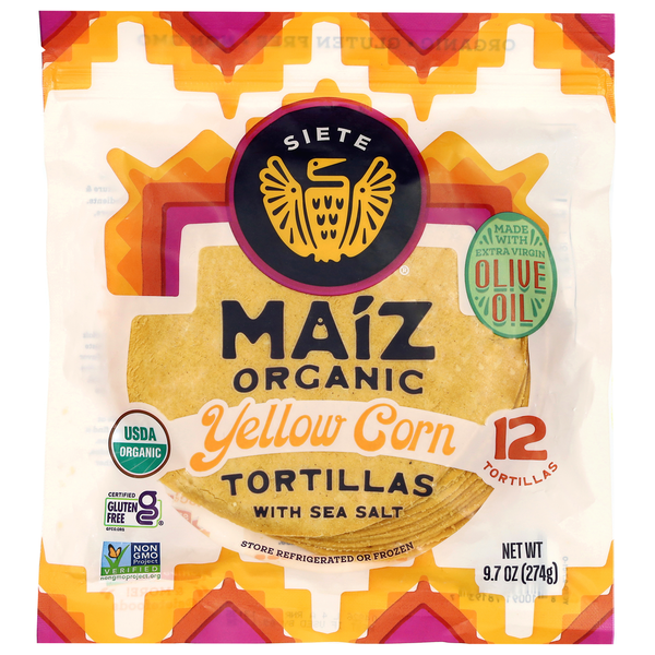 Siete Organic Maiz Yellow Corn Tortillas with Sea Salt