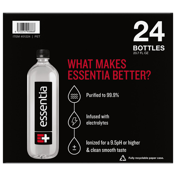 Essentia Ionized Alkaline Water, 23.7 fl oz, 24-count