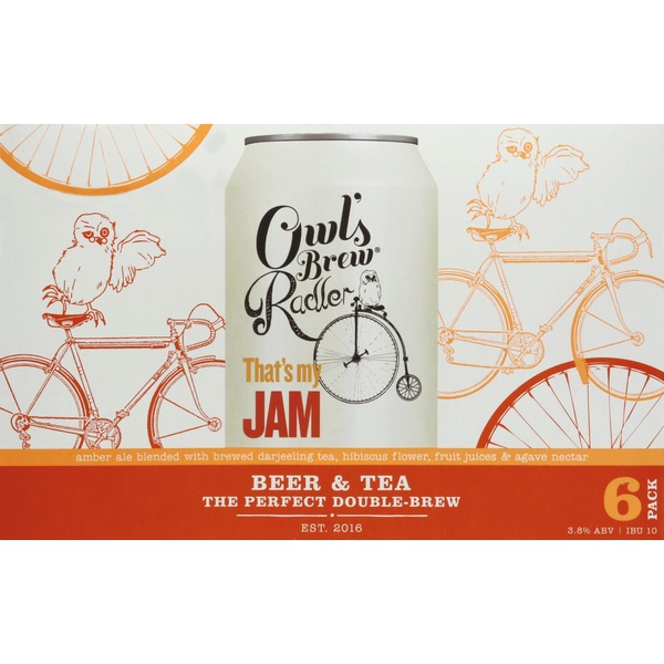 Owl's Brew Beer & Tea, Radler, That's My Jam, 6 Pack (12 fl oz) Instacart
