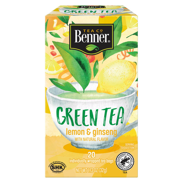 Benner Lemon & Ginseng Green Tea Bags