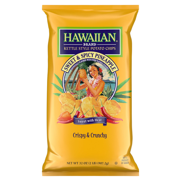Hawaiian Brand Sweet and Spicy Pineapple Kettle Style Potato Chips, 32 oz