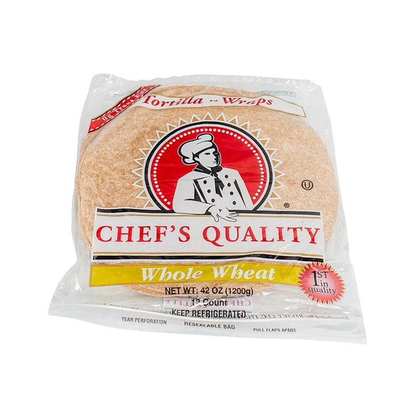 Chef's Quality - 12" Whole Wheat Soft Tortillas or Wraps - 12ct Pack