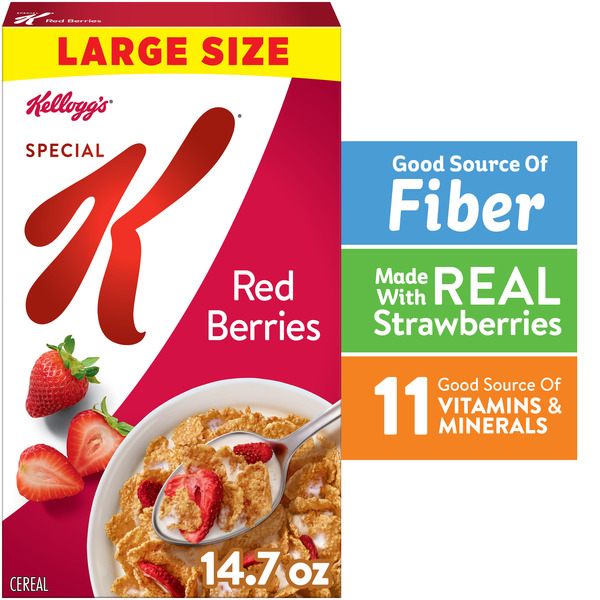 Kellogg’s Special K Red Berries Breakfast Cereal, Good Source of Fiber, Large Size