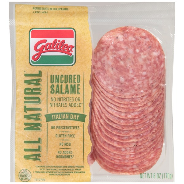 Galileo Salame Deli Thin Sliced All Natural Uncured Salame, 6 oz. (0.