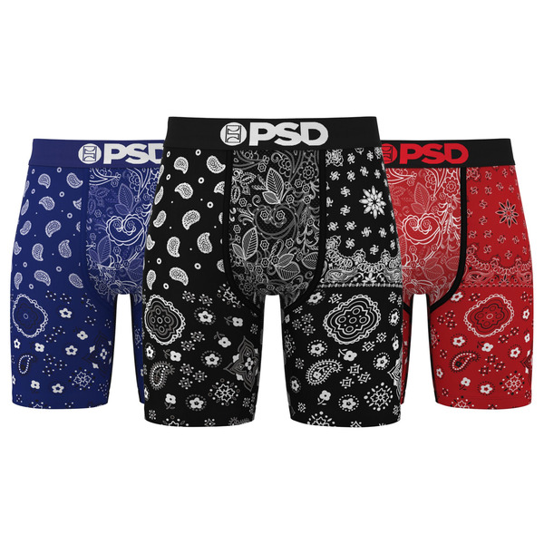 PSD Underwear Men's Hype Bandana Boxer Briefs, S, 3 Pack - Multi